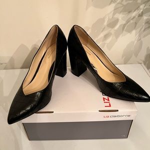 🆕 Liz Claiborne Womens Haslett Slip-on Pointed Toe Block Heel Pumps